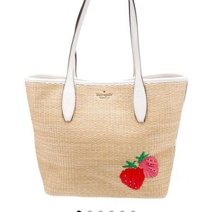 Kate Spade Straw Tote with Strawberry Design